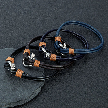 Leather Shackle Bracelet – Screw-Pin Closure, 4 Colors