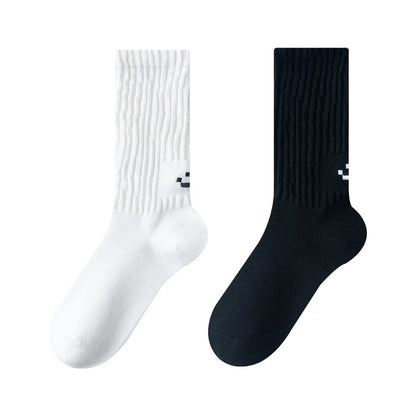 Smiley Face Crew Socks – Ribbed Cotton Blend, EU 35–44