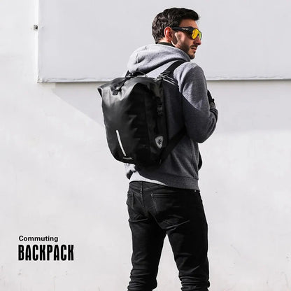Waterproof Bike Pannier Bag 20L Rear Rack Travel & Shoulder Backpack deideas