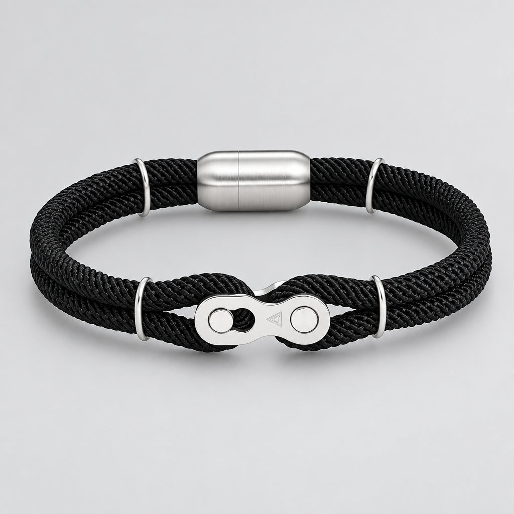 Biker Chain Magnetic Bracelet Rugged Rope & Rock Style deideas