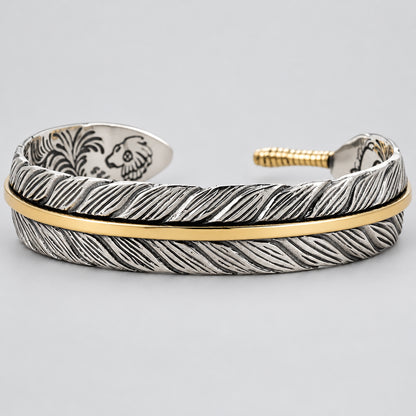 Wild Spirit Feather Cuff  Adjustable Silver Bracelet for Men deideas