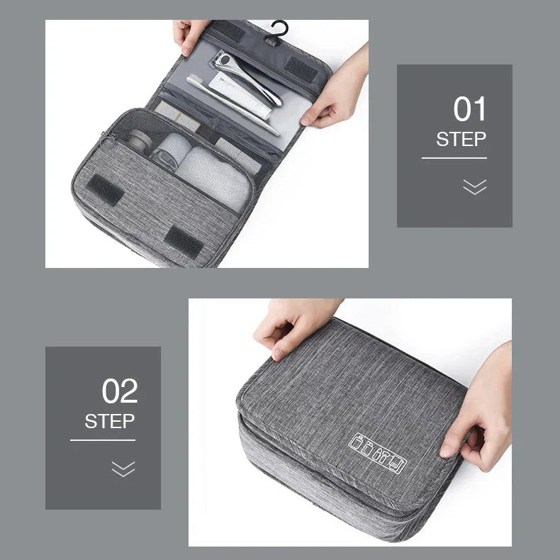 Hanging Toiletry Bag – Fold-Out Organizer, 3 Colors
