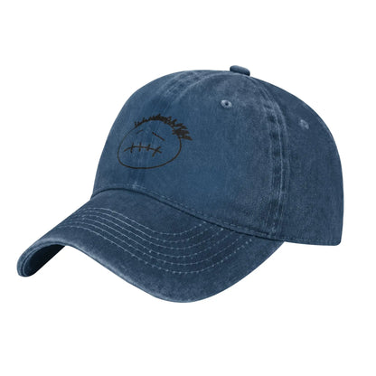 Washed Cotton Baseball Cap – Stitched-Mouth Face, 7 Colors