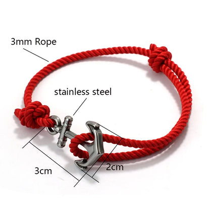 Anchor Rope Bracelet – Adjustable, 3 mm, 7 Colors