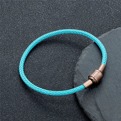 Braided Steel Cable Bracelet – 22 Colors, 19–23 cm