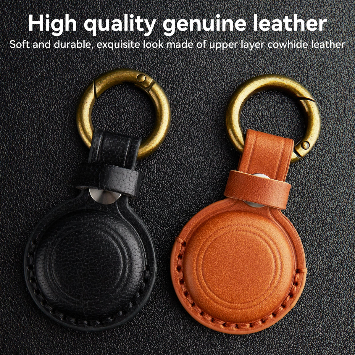 Genuine Leather for Apple Airtag Case Keychain Leather Protective Air tag Cases Cover Airtag Holder Accessories Key Ring Tracker deideas