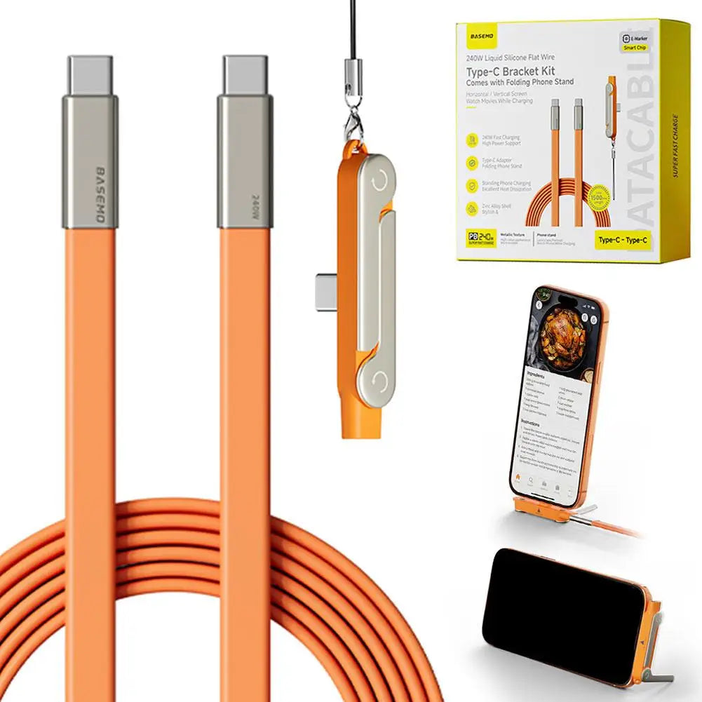 240W USB-C Cable & Folding Phone Stand Adapter – Set Options
