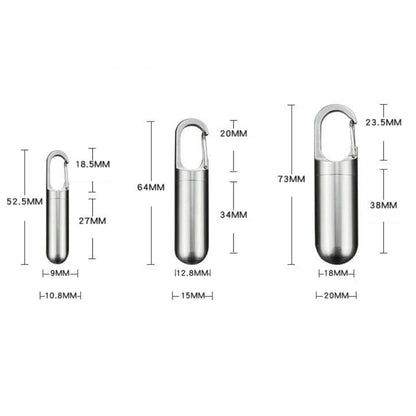 Pill Keychain Container – Screw-Top Capsule, 3 Sizes