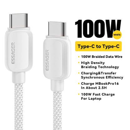 USB-C to USB-C Cable – 100W, Braided, 1 m or 2 m