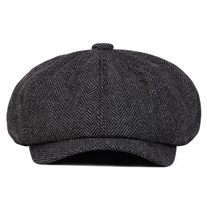 Herringbone Newsboy Cap Retro Painter's Beret, Unisex