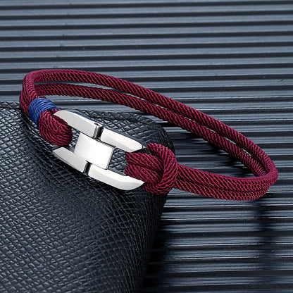 Double-Strand Rope Bracelet – Silver-Tone Clasp, 17–23 cm
