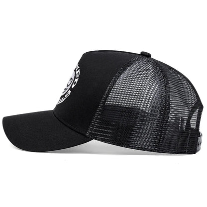 Smiley Face Embroidery Baseball Cap Mesh Trucker, Adjustable, Unisex