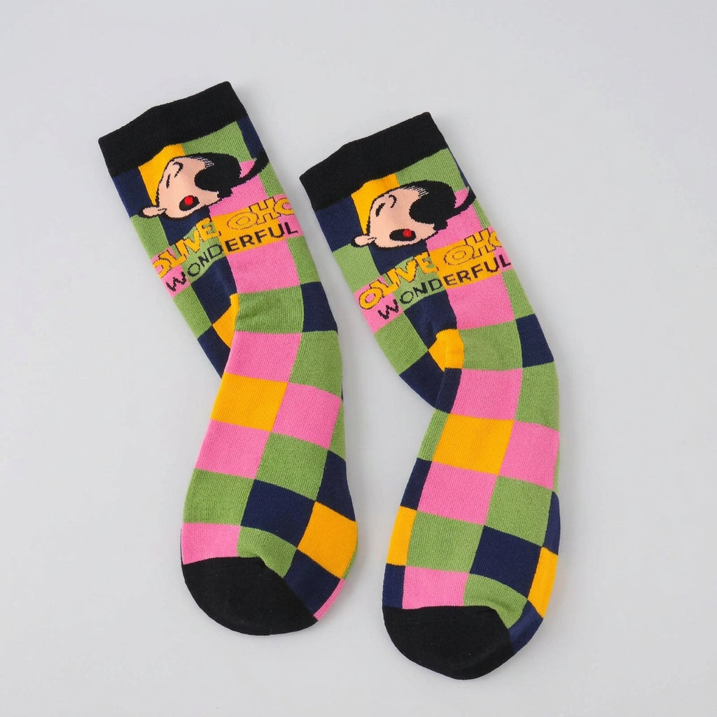 Cartoon Jacquard Crew Socks – Unisex EU 35–41