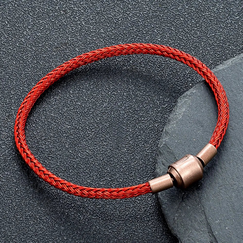 Braided Steel Cable Bracelet – 22 Colors, 19–23 cm