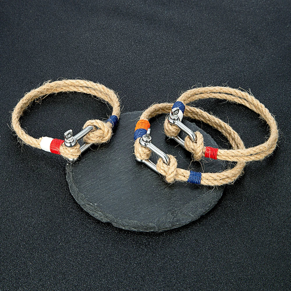 Double-Strand Rope Bracelet – Screw-Pin Shackle, 8 Styles