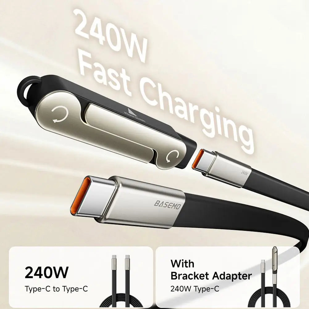 240W USB-C Cable & Folding Phone Stand Adapter – Set Options