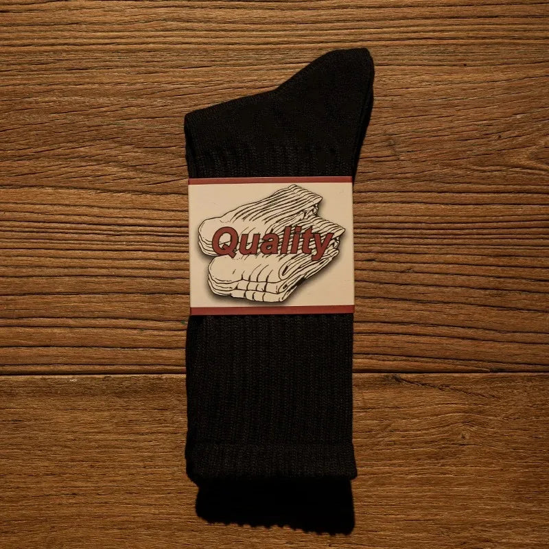 Retro Cushioned Crew Socks – Thick Cotton Blend