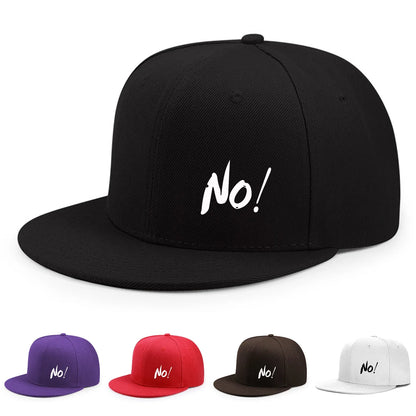 “No!” Graphic Flat-Brim Cap – 14 Colors