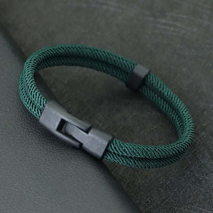 Dual Weave Bracelet Represents the double layer intertwined with style and resistance deideas
