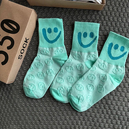 Smiley Face Socks 3-Pack – Textured Knit Gift Box