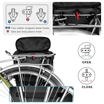 Waterproof Bike Pannier Bag 20L Rear Rack Travel & Shoulder Backpack deideas
