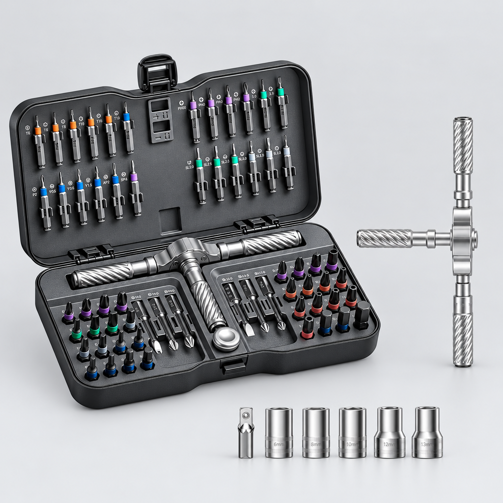 66-in-1 Magnetic Ratchet Screwdriver Set – T-Handle