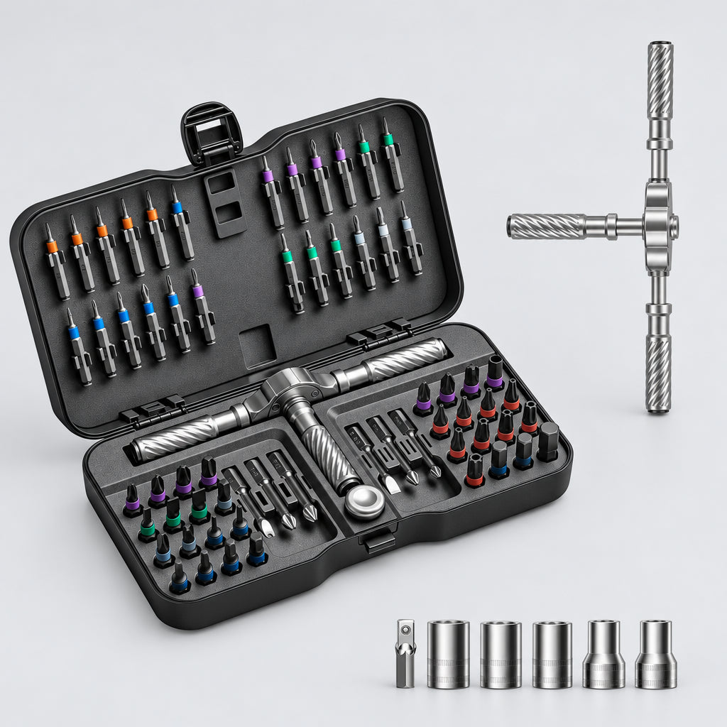 66-in-1 Magnetic Ratchet Screwdriver Set – T-Handle