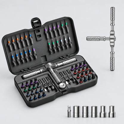 66-in-1 Magnetic Ratchet Screwdriver Set – T-Handle