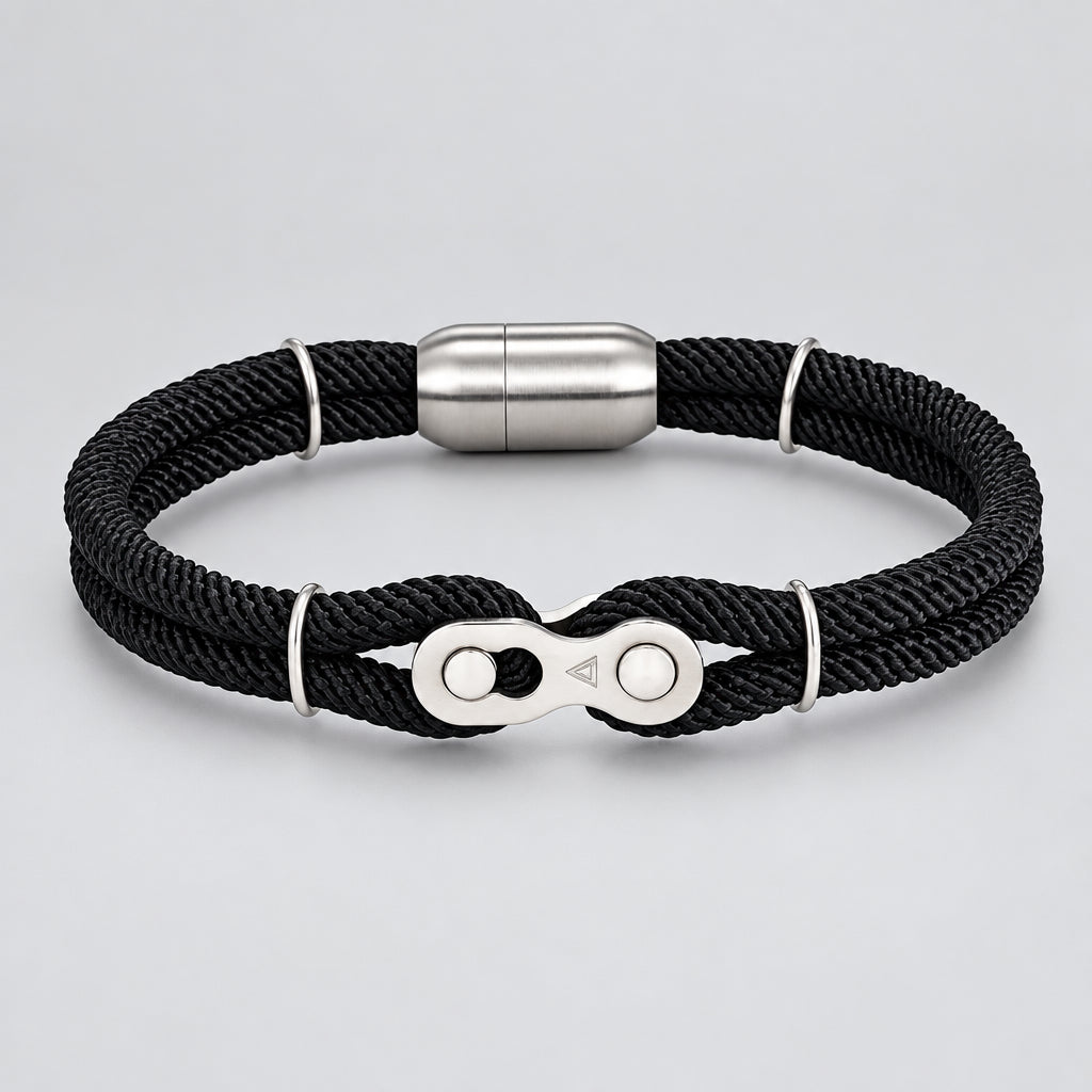 Biker Chain Magnetic Bracelet Rugged Rope & Rock Style deideas