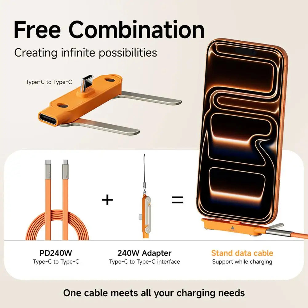 240W USB-C Cable & Folding Phone Stand Adapter – Set Options