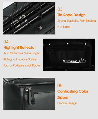 Bike Rear Rack Bag – West Biking 4L, Black, Rain Cover