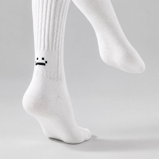 Smiley Face Crew Socks – Ribbed Cotton Blend, EU 35–44