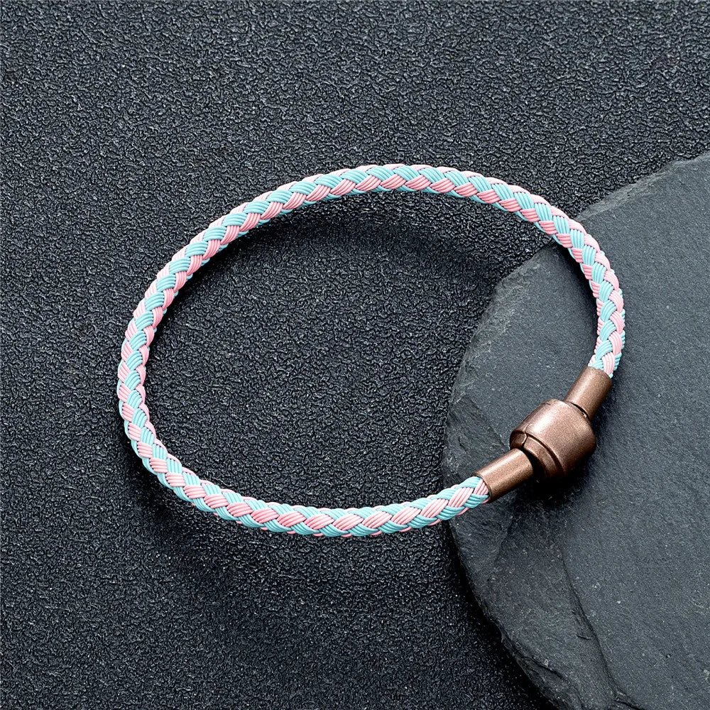 Braided Steel Cable Bracelet – 22 Colors, 19–23 cm