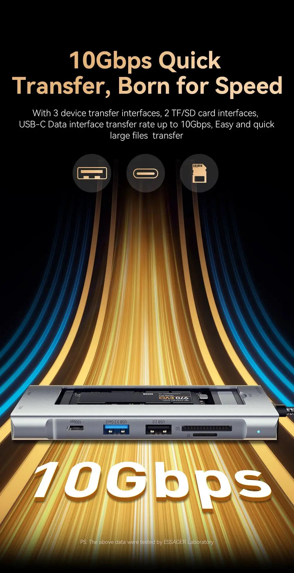 8-in-1 USB-C Hub with M.2 SSD Enclosure – HDMI & PD