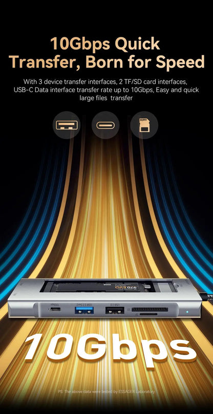 8-in-1 USB-C Hub with M.2 SSD Enclosure – HDMI & PD