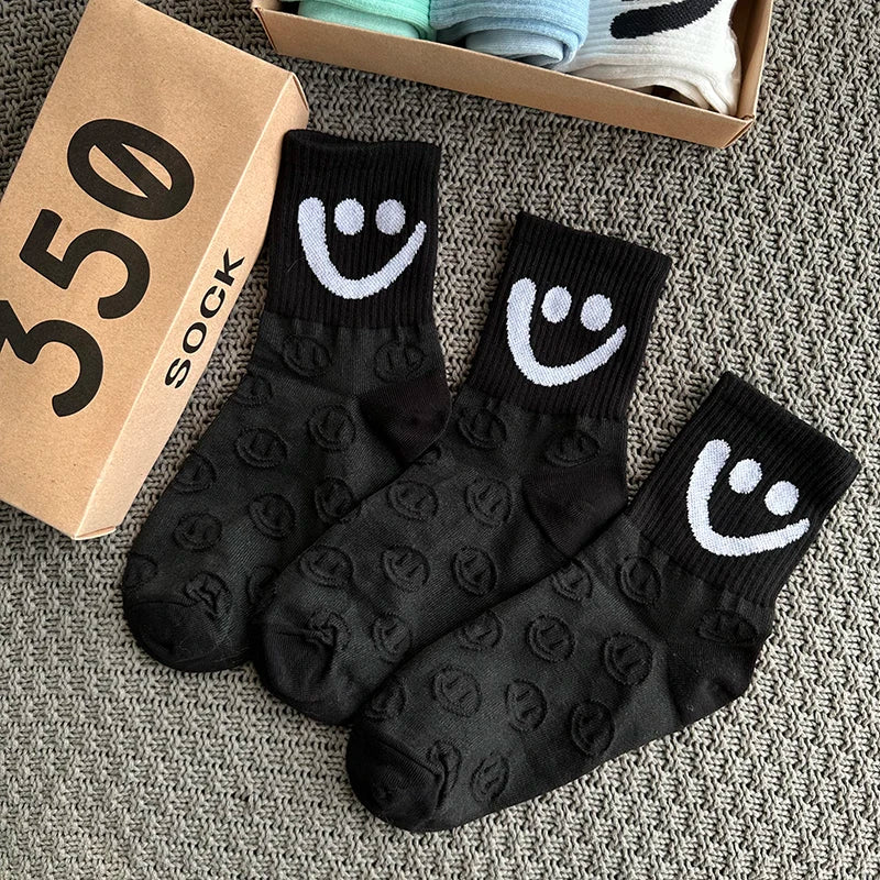 Smiley Face Socks 3-Pack – Textured Knit Gift Box