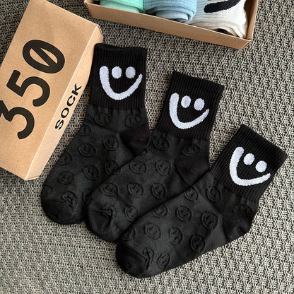 Smiley Face Socks 3-Pack – Textured Knit Gift Box