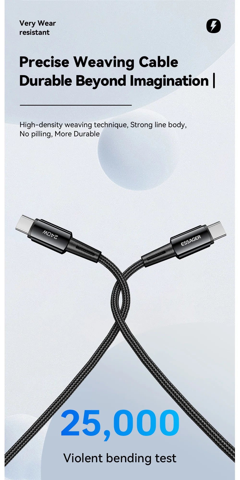 USB-C to USB-C Braided Cable – 1 or 2 m, Dark Grey