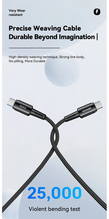 USB-C to USB-C Braided Cable – 1 or 2 m, Dark Grey