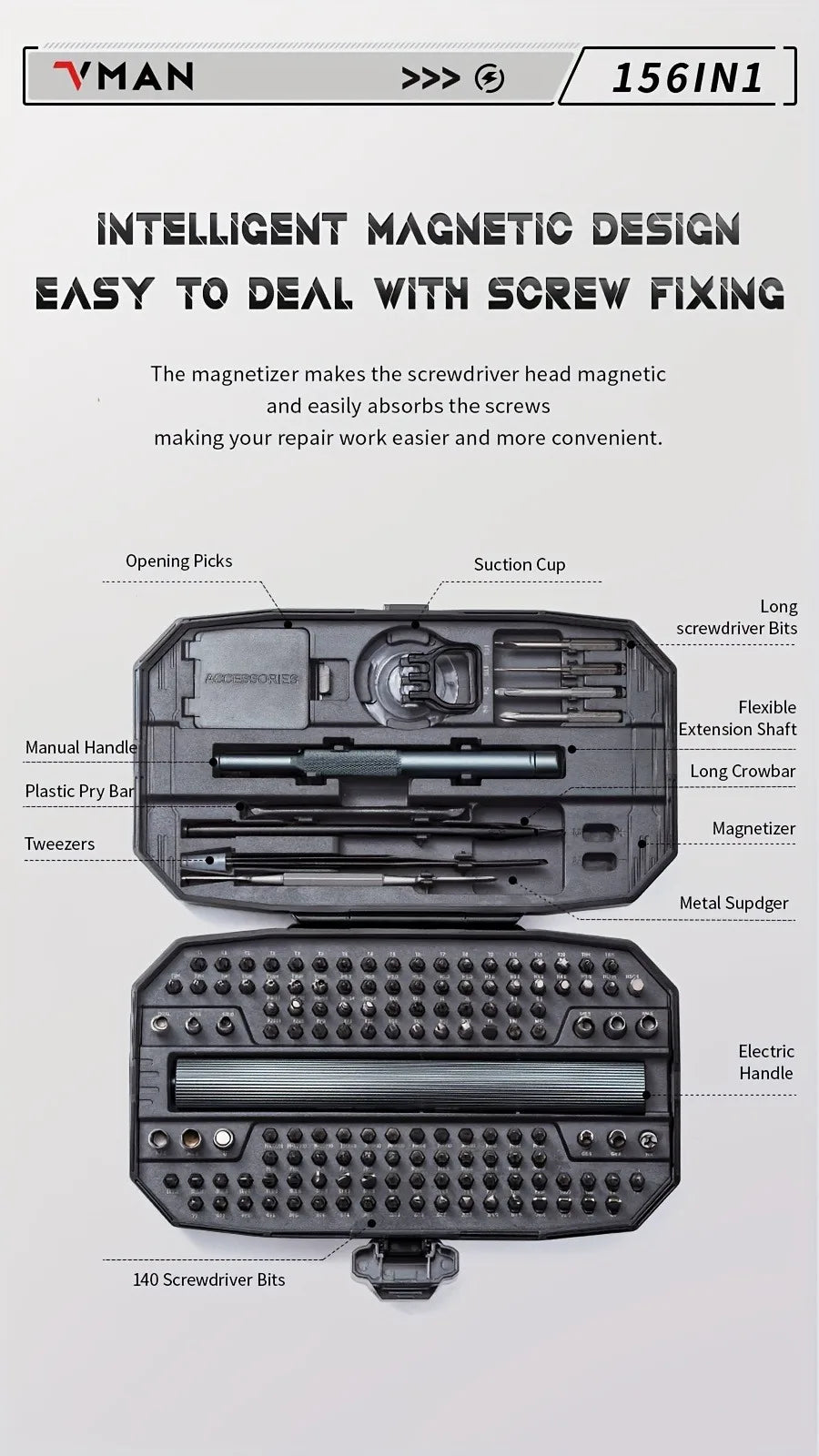 Mini Electric Screwdriver Set – 156-in-1 Precision Repair Kit