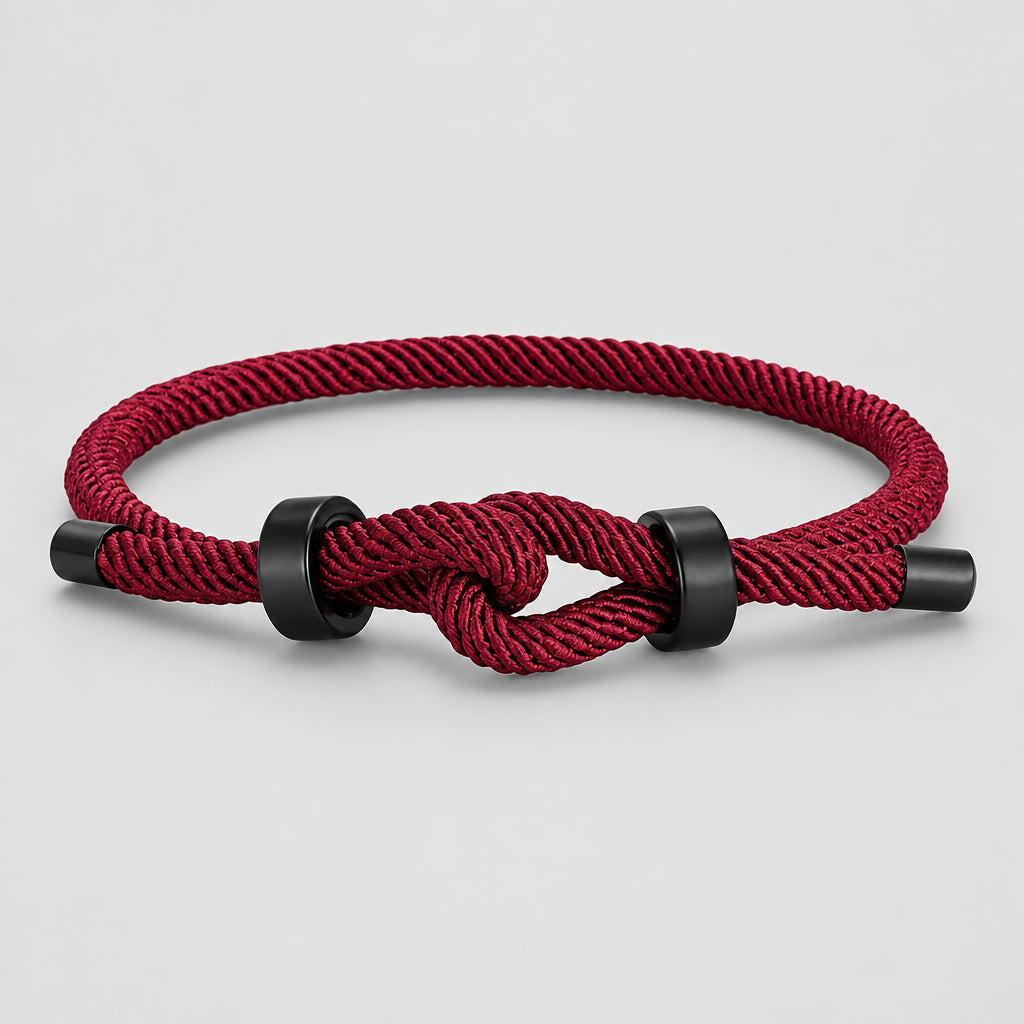Adjustable Rope Bracelet Black Steel Charm, Waterproof & Durable deideas
