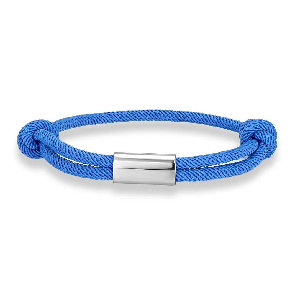 Adjustable Rope Bracelet – Blank Silver-Tone Accent, 14 Colors