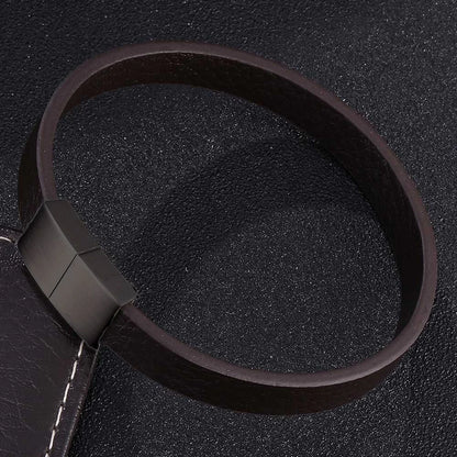Faux Leather Band Bracelet – Rectangular Clasp, 3 Sizes