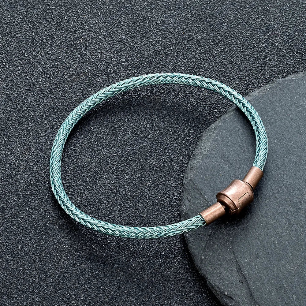 Braided Steel Cable Bracelet – 22 Colors, 19–23 cm