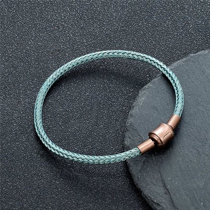 Braided Steel Cable Bracelet – 22 Colors, 19–23 cm