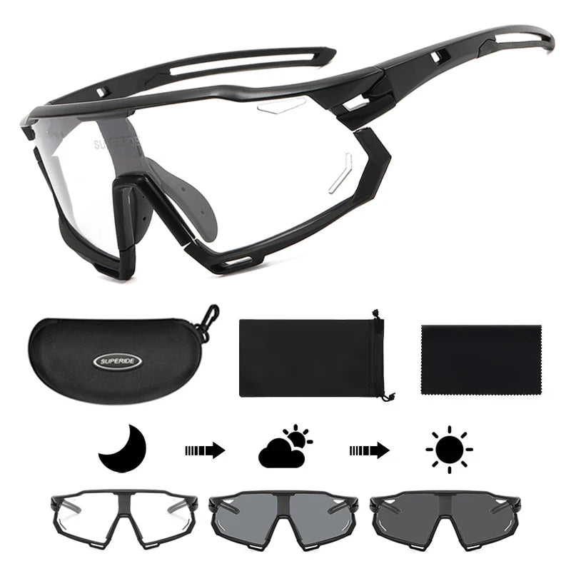 Photochromic Cycling Sunglasses - UV400, 152mm Wide