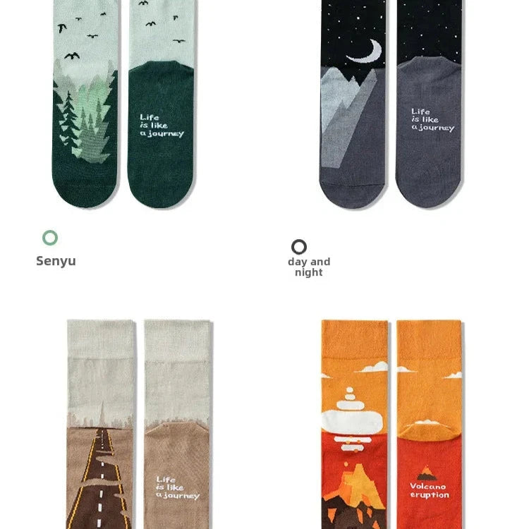 Adventure Cotton Socks Breathable, Anti-Odor, Unisex Mid-Calf deideas