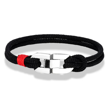 Double-Strand Rope Bracelet – Silver-Tone Clasp, 17–23 cm