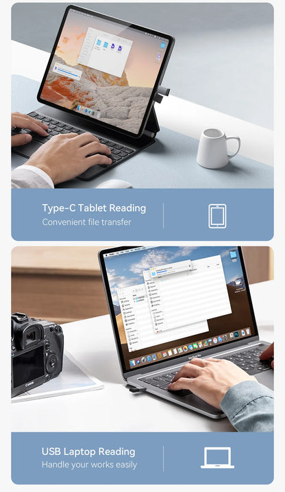 MicroSD Card Reader USB-C & USB 2.0, Dual Interface