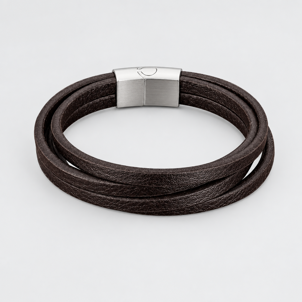 Triple-Strand Leather Bracelet – 3 Clasp Finishes, 19–23 cm